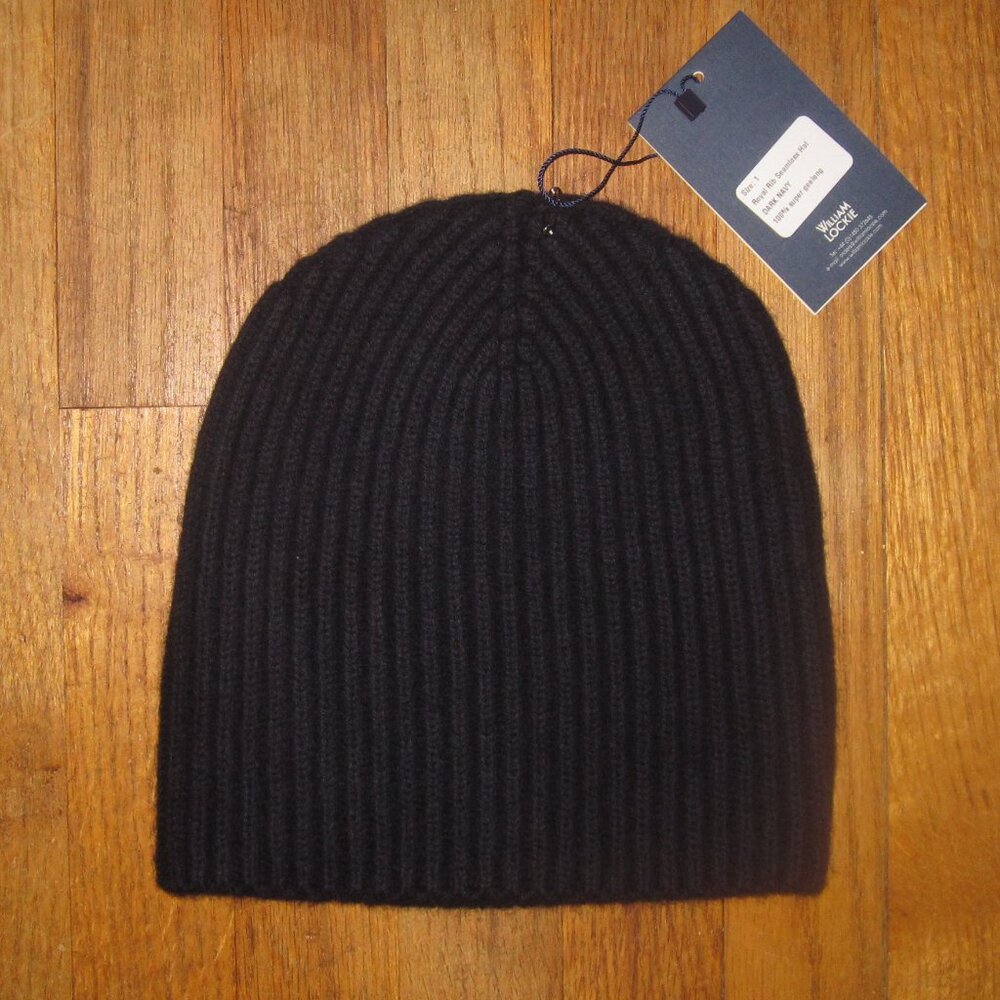William Lockie Wool Beanie Hat - Dark Navy
